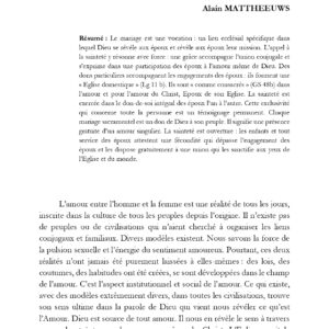 Vocation à la sainteté de l’amour conjugal