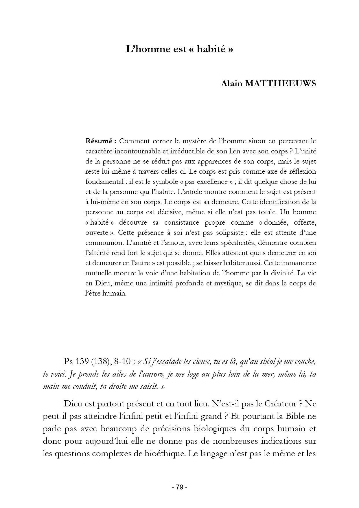 L’homme est habité